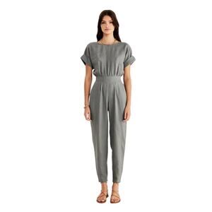 NWT Rumer 100% Linen LouLou Jumpsuit Women's Size L Fern Current Pockets NEW